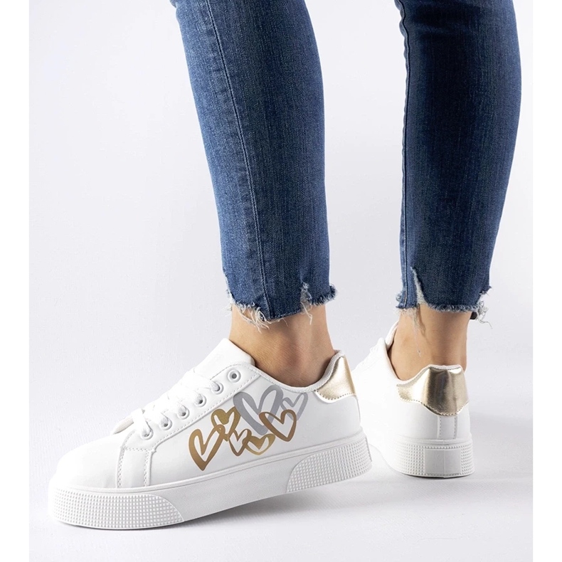 D/GMR Biało-złote sneakersy na platformie Montclair białe 1