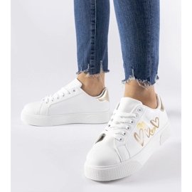 D/GMR Biało-złote sneakersy na platformie Montclair białe 2