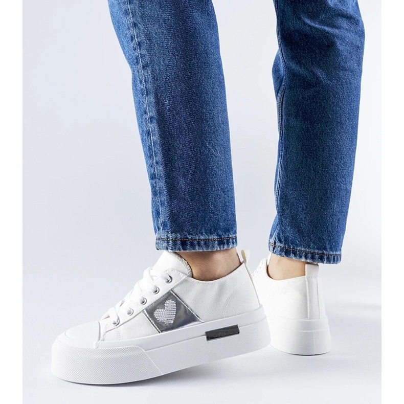 D/GMR Biało-srebrne trampki na platformie Lawton białe 1