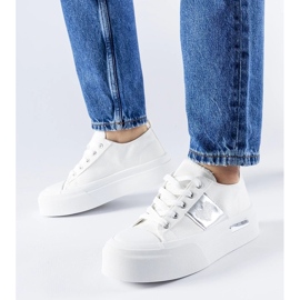 D/GMR Biało-srebrne trampki na platformie Lawton białe 2