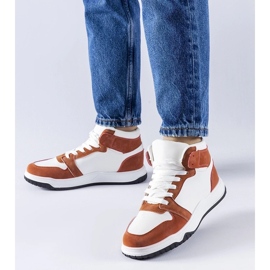 D/GMR Biało-brązowe sneakersy za kostkę Elizabeth białe 1