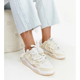 D/GMR Beżowe sneakersy z materiałowymi wstawkami Melilot beżowy 1