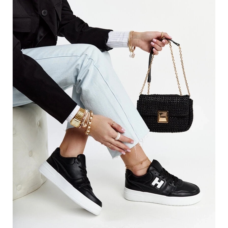 D/GMR Czarne sneakersy na białej platformie Mentha 1