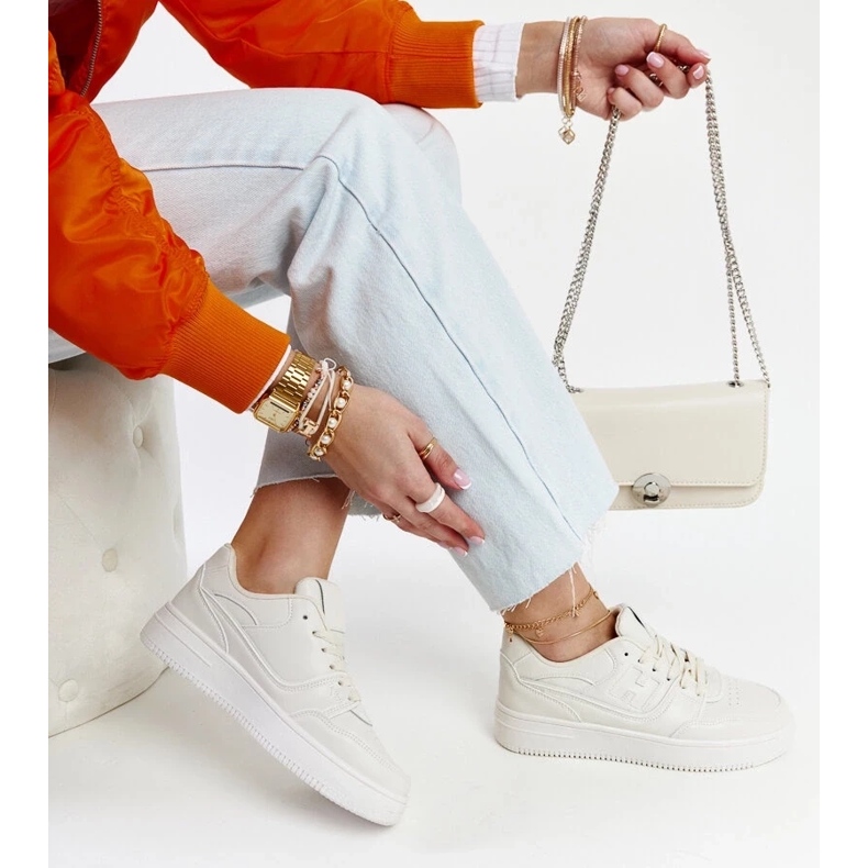 D/GMR Beżowe sneakersy na platformie Mentha beżowy 1