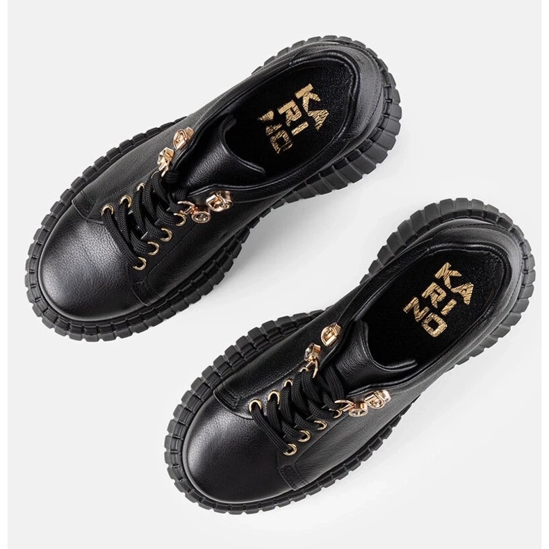 D/GMR Czarne skórzane sneakersy na platformie Karino 2