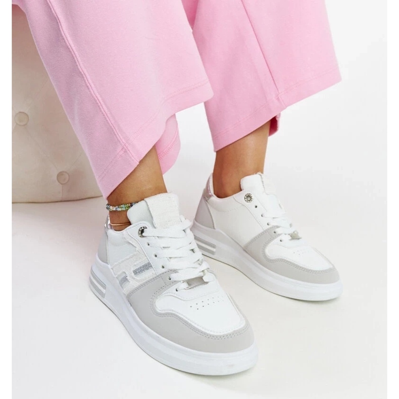 D/GMR Biało-szare sneakersy na platformie Negisti białe 1