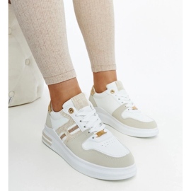 D/GMR Biało-beżowe sneakersy na platformie Negisti białe 1