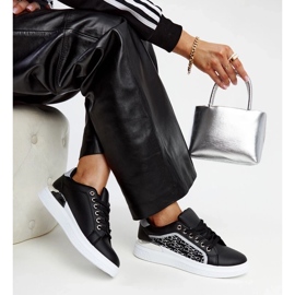 D/GMR Czarne sneakersy na platformie z brokatem Fekete 2