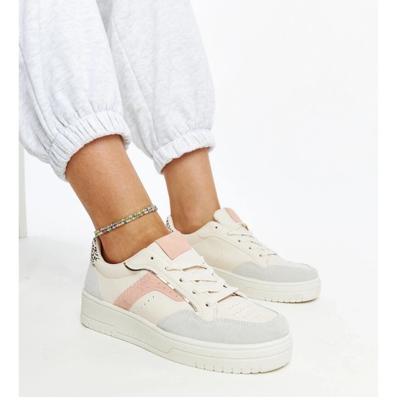 D/GMR Białe sneakersy na platformie Walda beżowy 2