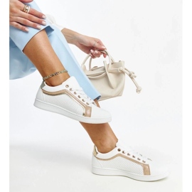 D/GMR Biało-złote sneakersy na platformie Amala białe 2