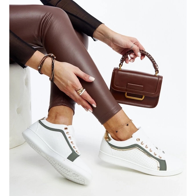 D/GMR Biało-zielone sneakersy na platformie Amala białe 1