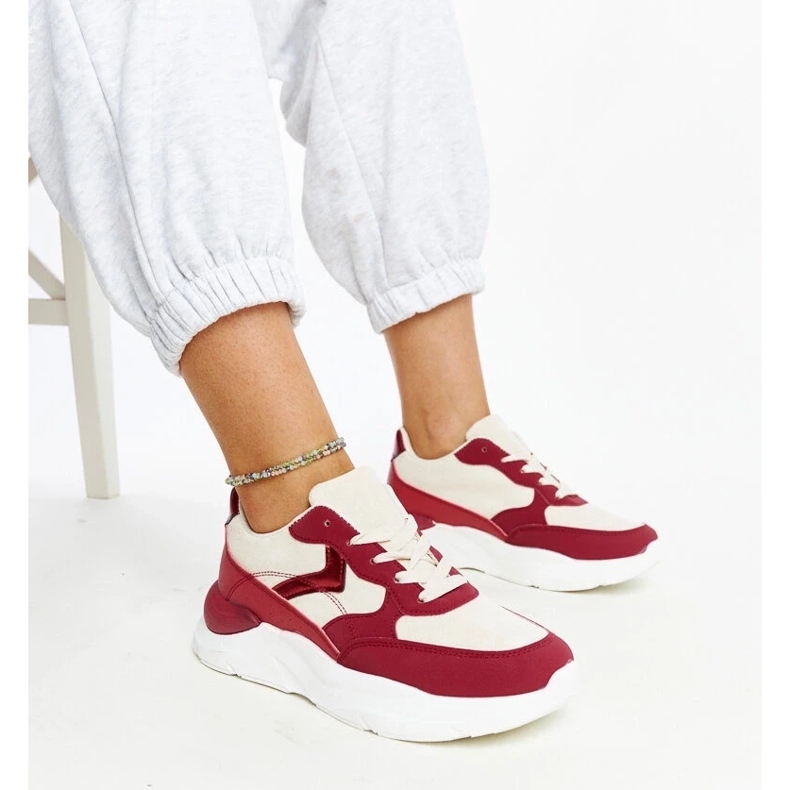 D/GMR Beżowo-czerwone sneakersy na platformie Nereida 2