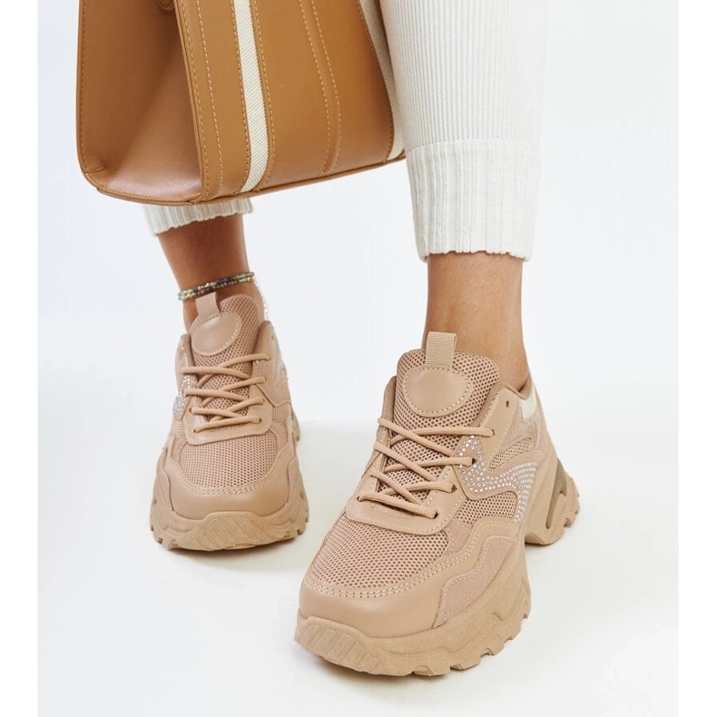 D/GMR Brązowe sneakersy na platformie zdobione cyrkoniami Maras 2