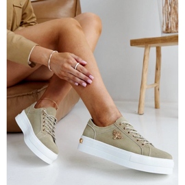 Zielone skórzane sneakersy na grubej podeszwie Mikka 2