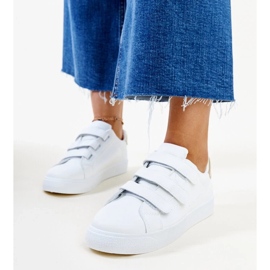 Biało-złote sneakersy na rzepy Samala białe 2