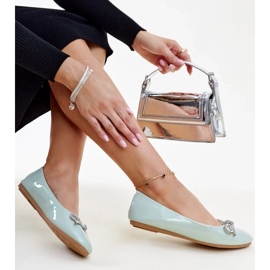 Zielone lakierowane baleriny z ozdobną kokardą Totani 2