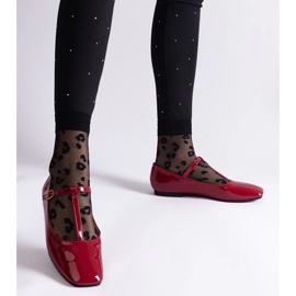 D/CEO Czerwone balerinki lakierowane z paskiem Marseille 1