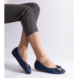 D/CEO Granatowe balerinki zdobione kokardką i broszką Esdras 1