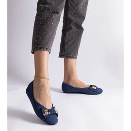 D/CEO Granatowe balerinki zdobione kokardką i broszką Esdras 2