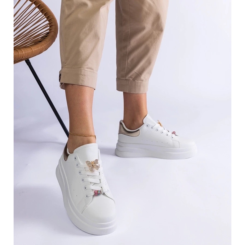 D/CEO Białe sneakersy na platformie zdobione motylkiem Aranda 2