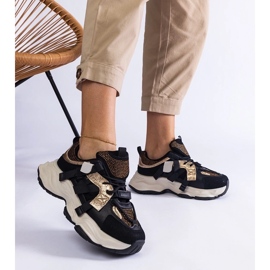 D/CEO Czarne sneakersy ze złotymi wstawkami Candra 2