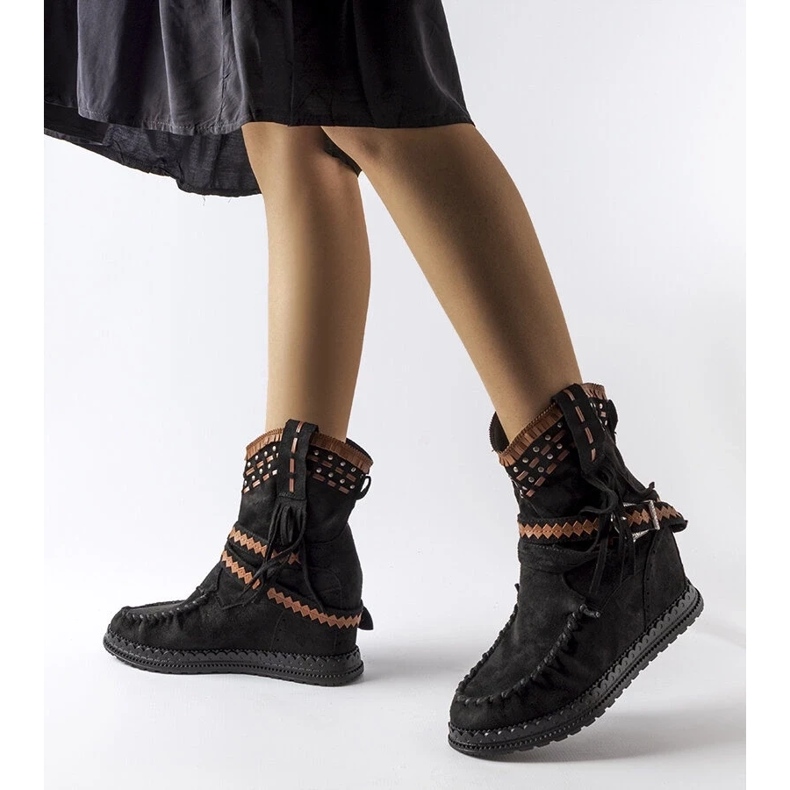 D/CEO Czarne botki na koturnie Beausoleil 2