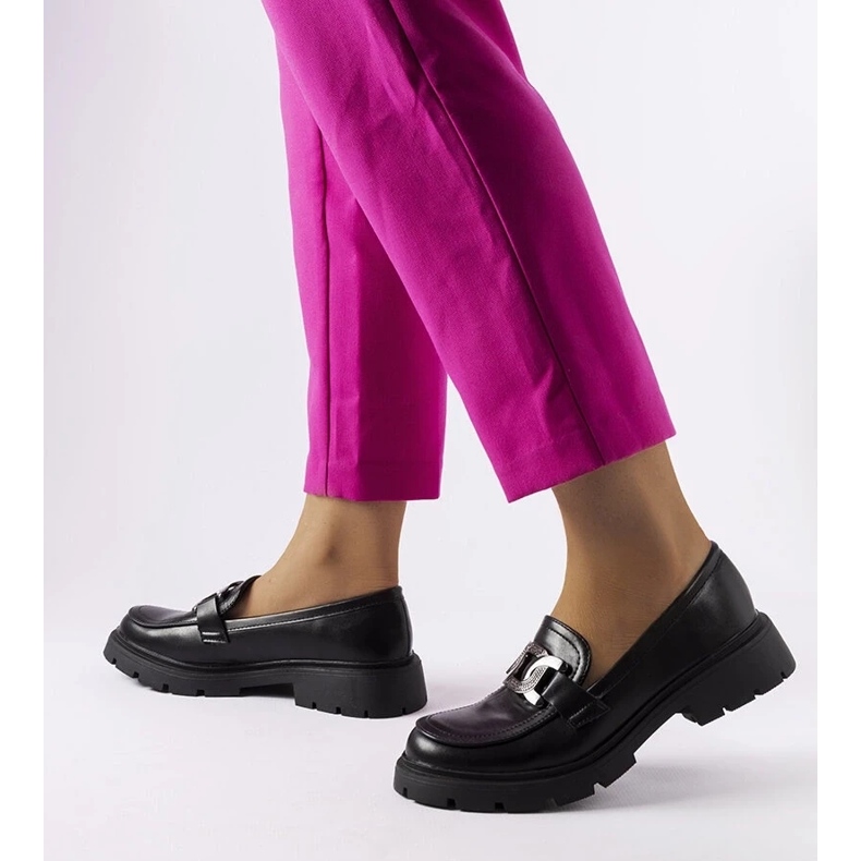 D/CEO Czarne eleganckie mokasyny z cyrkoniami Mories 2