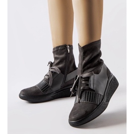 D/CEO Szare skarpetkowe botki na koturnie Spoleto 1