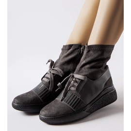 D/CEO Szare skarpetkowe botki na koturnie Spoleto 2