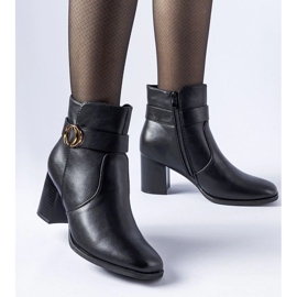 D/CEO Czarne ocieplane botki na słupku Muscoline 2