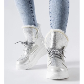 D/CEO Biało-srebrne ocieplane śniegowce Stringer srebrny 2