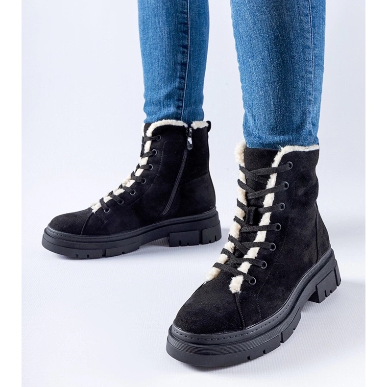 D/CEO Czarne botki ocieplane z eko-zamszu Chamblee 1