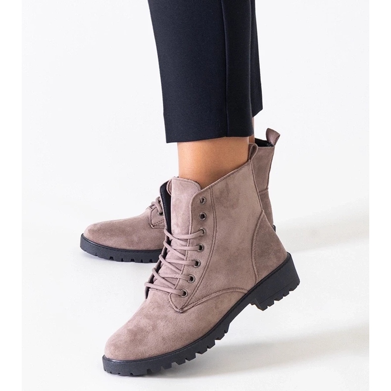 D/CEO Brązowe botki eko-zamszowe workery na platformie Barosa 2