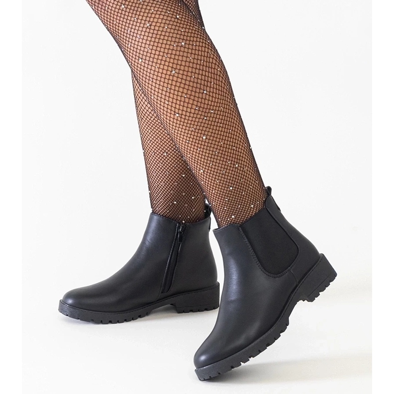 D/CEO Czarne klasyczne casualowe botki z eko-skóry Salara 2