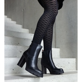 D/CEO Czarne wsuwane botki na słupku z eko-skóry Motena 2