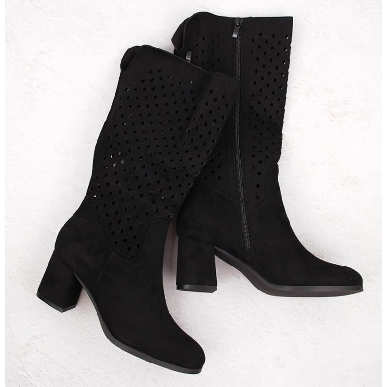 Kozaki ażurowe M.Daszyński W SAN43A czarne 1