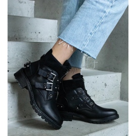 D/CEO Czarne botki zdobione ćwiekami na płaskim obcasie Neffa 2