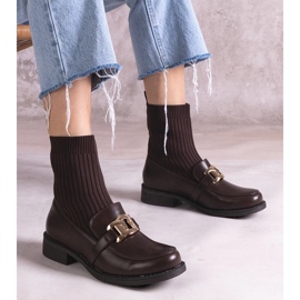 D/CEO Brązowe botki z materiałową cholewką Krisa 1