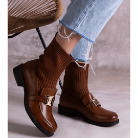 D/CEO Brązowe botki z materiałową cholewką Krisa 1