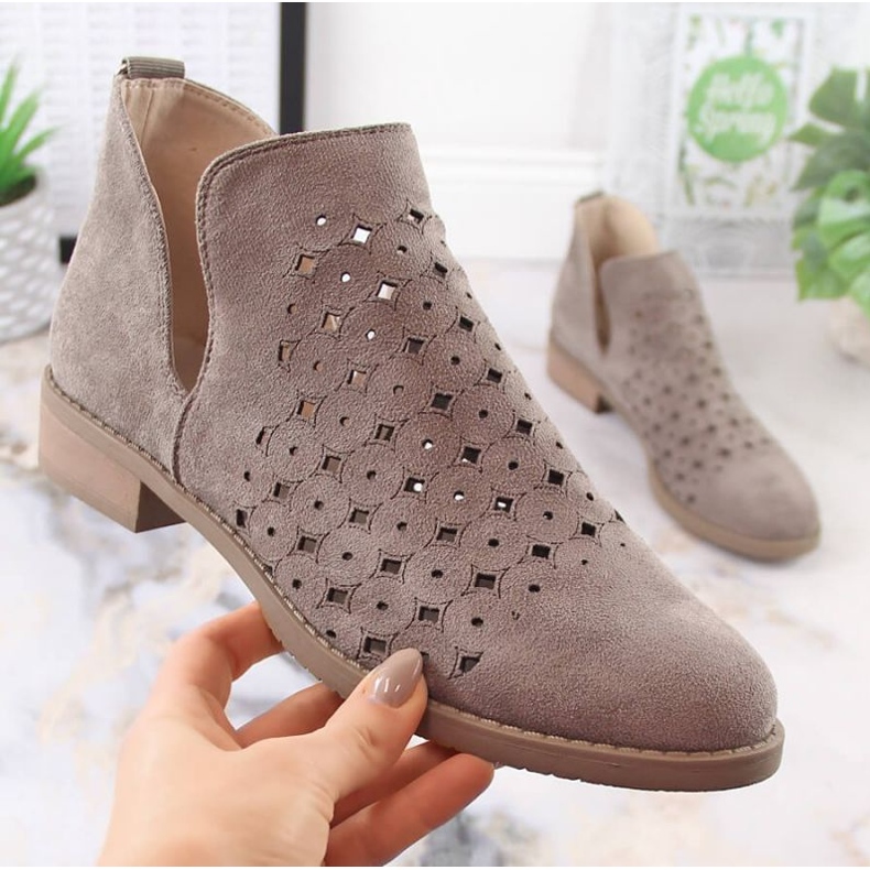 Botki wsuwane ażurowe M.Daszyński SAN12A brązowe 1