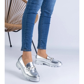 Srebrne półbuty klasyczne z ozdobą srebrny 1
