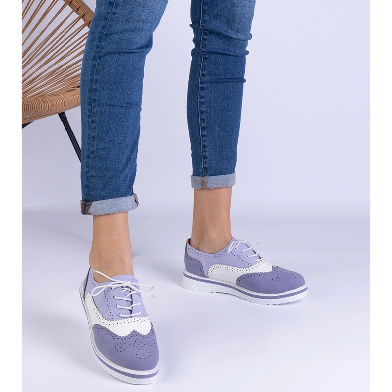 Fioletowe klasyczne półbuty oksfordki 1