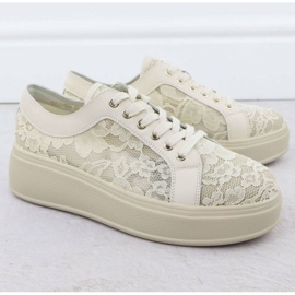 Półbuty na platformie S.Barski HY51-059 beżowe beżowy 2