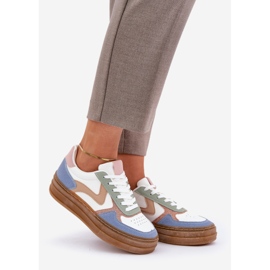 Sneakesy Damskie Z Brokatem Na Platformie Niebieskie 1