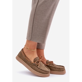 Mokasyny Damskie Na Płaskiej Podeszwie Ciemnozielone 1