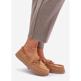 Mokasyny Damskie Na Płaskiej Podeszwie Camel brązowe 1