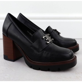 Półbuty mokasyny na słupku Potocki W SZ12403 WOL287 czarne 2