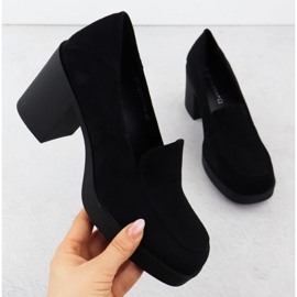 Półbuty mokasyny na obcasie Potocki W SZ12547 WOL288A czarne 1