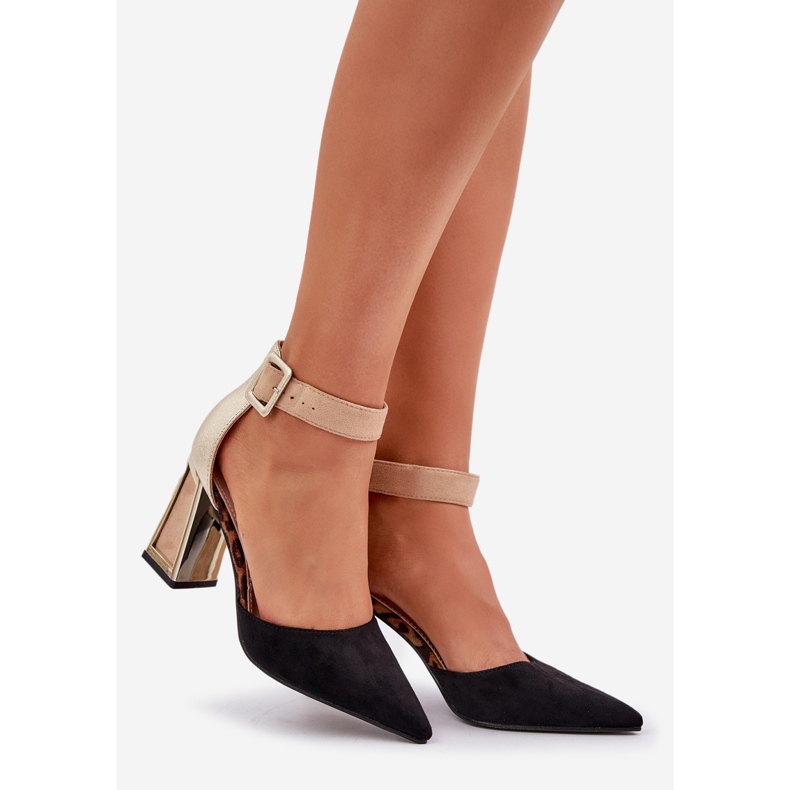 Sandały Na Słupku Ze Szpiczastymi Noskami Czarne 1