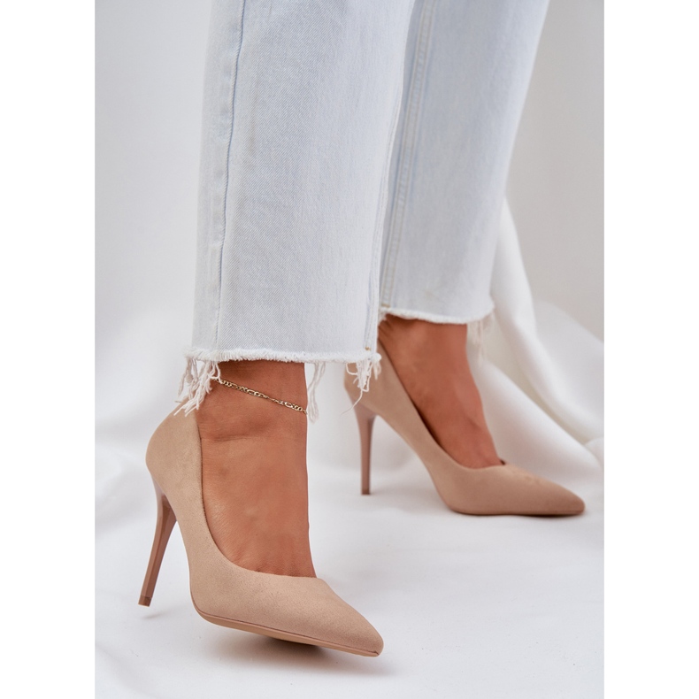 Klasyczne Szpilki Z Eko Zamszu Beżowe beżowy 2